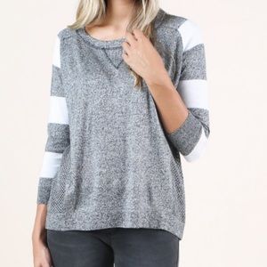 Altar'd State Sidelines Sweater Black and Ivory Sm